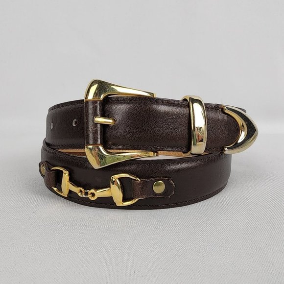 Vintage Accessories - Vintage Amber Hill Collection Brown Leather Equestrian Belt Size M